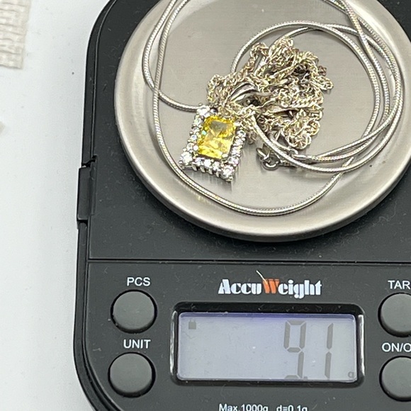 Vintage Epiphany Platinum 925 Silver Gemstone Pendant Necklace (2 chains) - Picture 10 of 16